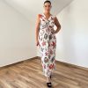 Barby V-nyakú maxi ruha - piros tengeri mintás