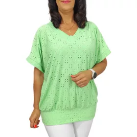 Big plus size V-nyakú madeira mintás felső - almazöld