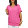 Big plus size V-nyakú felső- rózsaszín madeira mintás