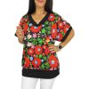Big plus size V-nyakú felső- Piros matyó mintás