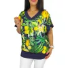 Big plus size V-nyakú felső - citrus mintás
