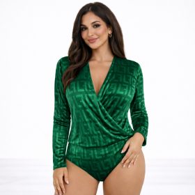 Selena átlapolt bársony body – Zöld görög mintás