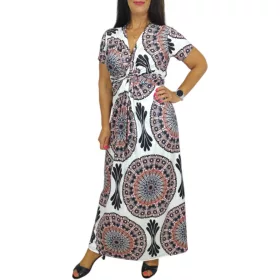 Bella V-nyakú maxi ruha- Fekete Mandala