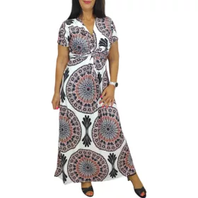 Bella V-nyakú maxi ruha- Fekete Mandala