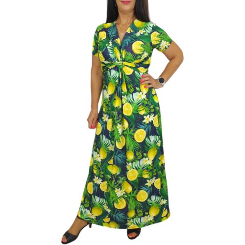 Bella V-nyakú maxi ruha- Citruskert