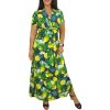 Bella V-nyakú maxi ruha- Citruskert