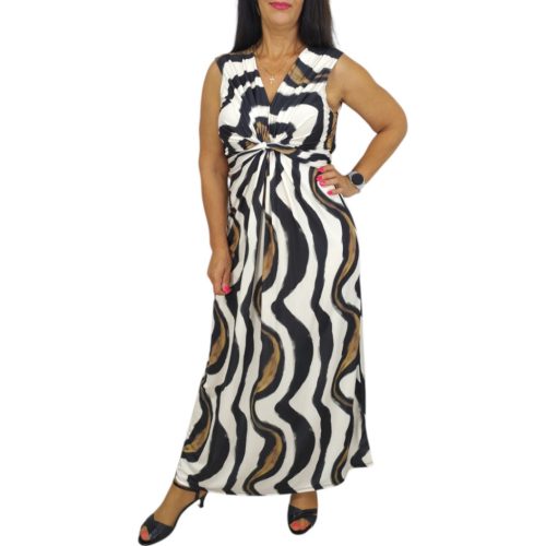 Barby V-nyakú maxi ruha- Feketehullám