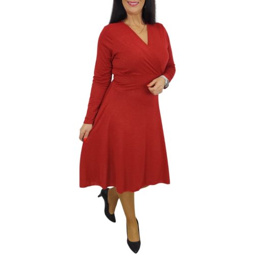 Diana lurex csillogó A-vonalú elegáns ruha – Piros