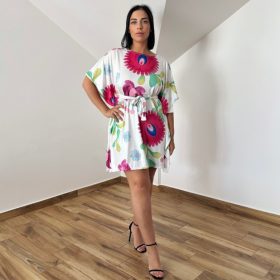 Dolli lepel ruha- fehér virág mintás