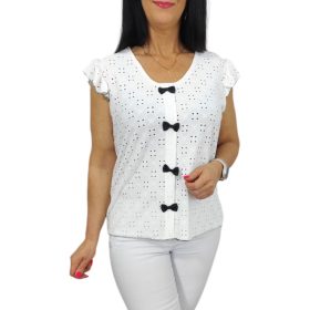 Dorka madeira mintás lezser aljú felső- fehér