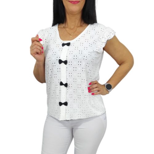 Dorka madeira mintás lezser aljú felső- fehér