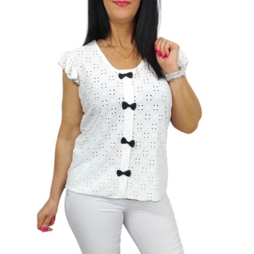 Dorka madeira mintás lezser aljú felső- fehér