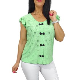 Dorka madeira mintás lezser aljú felső- almazöld