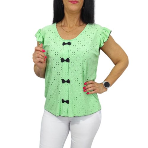 Dorka madeira mintás lezser aljú felső- almazöld