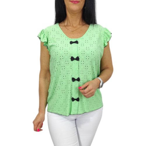 Dorka madeira mintás lezser aljú felső- almazöld