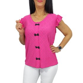 Dorka madeira mintás lezser aljú felső- pink