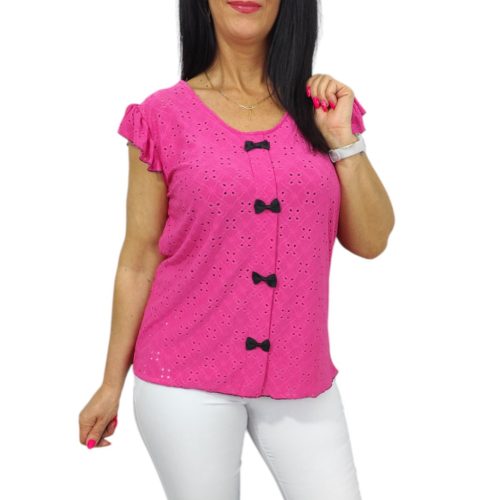 Dorka madeira mintás lezser aljú felső- pink