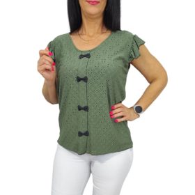 Dorka madeira mintás lezser aljú felső- khaki