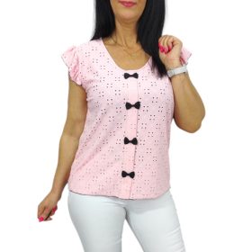 Dorka madeira mintás lezser aljú felső- babarózsaszín