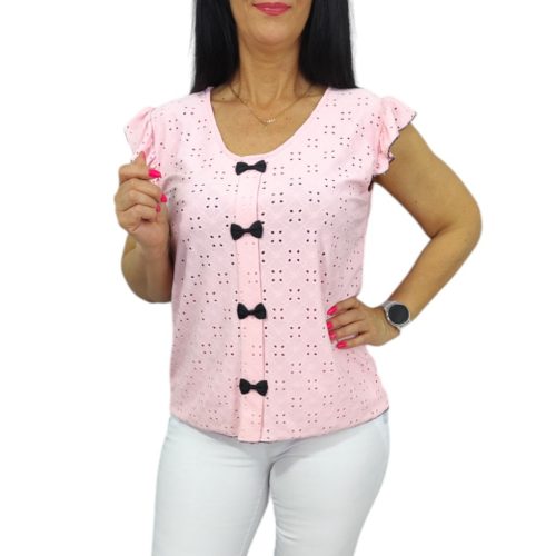 Dorka madeira mintás lezser aljú felső- babarózsaszín