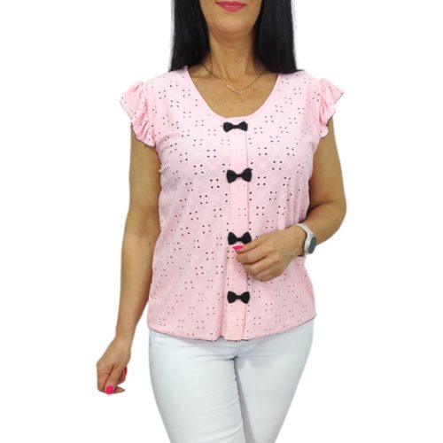 Dorka madeira mintás lezser aljú felső- babarózsaszín