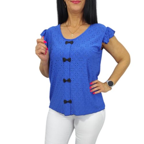 Dorka madeira mintás lezser aljú felső- királykék