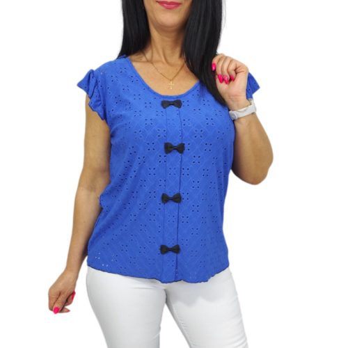 Dorka madeira mintás lezser aljú felső- királykék