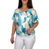 Donna elöl-hátul V-kivágású felső – Türkiz absztrakt