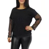 Diana lurex csillogó tüllujjú elegáns felső – Fekete