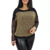 Diana lurex csillogó tüllujjú elegáns felső – Arany