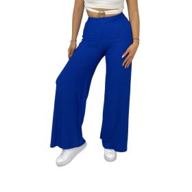 Ella madeira mintás bőszárú női nadrág – Királykék