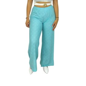 Ella madeira mintás bőszárú női nadrág – Menta