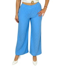 Ella madeira mintás bőszárú női nadrág – Babakék