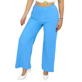 Ella madeira mintás bőszárú női nadrág – Babakék