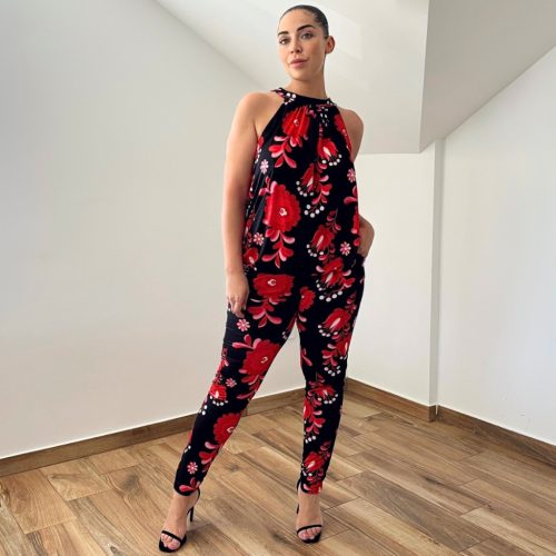 Elena kétrészes szett - piros matyó mintás