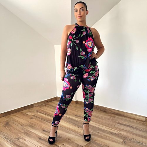 Elena kétrészes szett - fekete matyó mintás