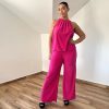 Elena madeira mintás kétrészes bőszárú szett- pink
