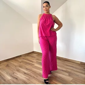 Elena madeira mintás kétrészes bőszárú szett- pink
