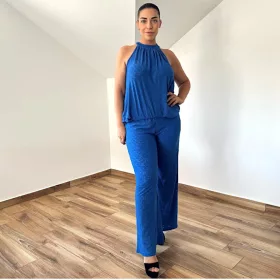   Elena madeira mintás kétrészes bőszárú szett - királykék