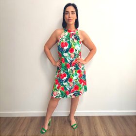 Flóra ujjatlan ruha- eper mintás