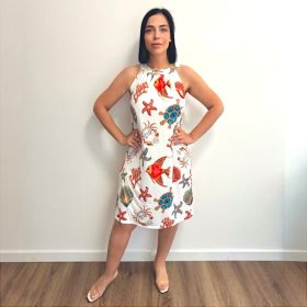 Flóra ujjatlan ruha- tengeri mintás