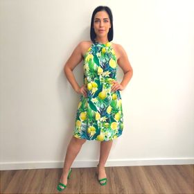 Flóra ujjatlan ruha- citrom mintás