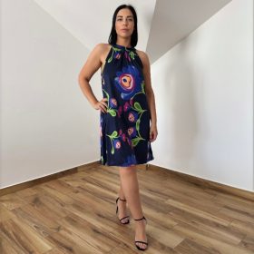 Flóra sötétkék alapon matyó mintás ruha