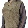 Fioretta V-nyakú, lurex csillogó tüllujjú elegáns felső – Arany