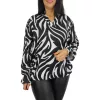 Fioretta plus size V-ingnyakú felső – Fekete/fehér mintás