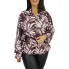 Fioretta plus size V-ingnyakú felső – Mályvabarna mintás