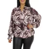 Fioretta plus size V-ingnyakú felső – Mályvabarna mintás