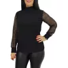 Glow lurex csipkés ujjú elegáns felső – Fekete (csillámos)