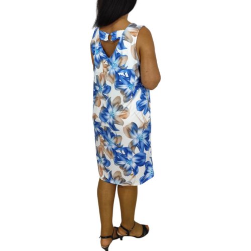 Heni elől-hátul V-nyakú ruha- Kék orchidea