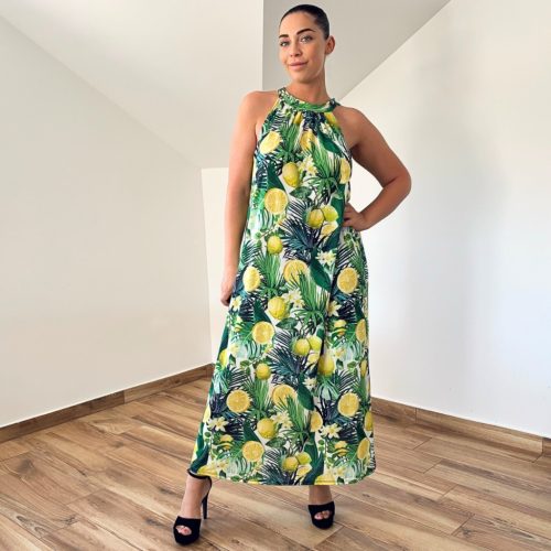 Kathy citrom mintás maxi ruha